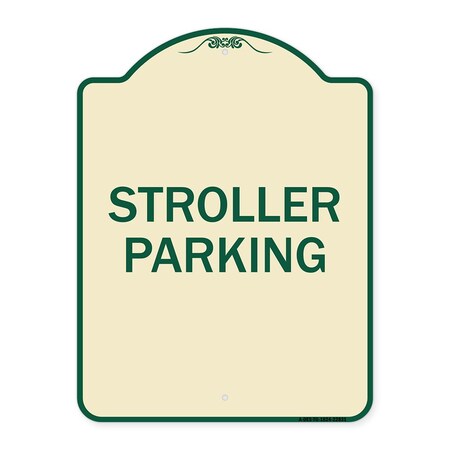 Signmission Designer Series Stroller Parking, Tan & Green Heavy-Gauge Aluminum Sign, 24" x 18", TG-1824-22831 A-DES-TG-1824-22831